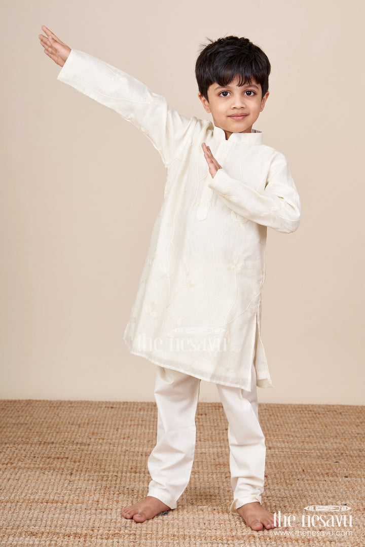 The Nesavu Boys Kurtha Set Boys Kurta Set for Traditional Functions and Family Events Nesavu 18 (2Y) / Half white BES764B-18 Nesavu boys kurta set traditional occasions casual ethnic celebrations