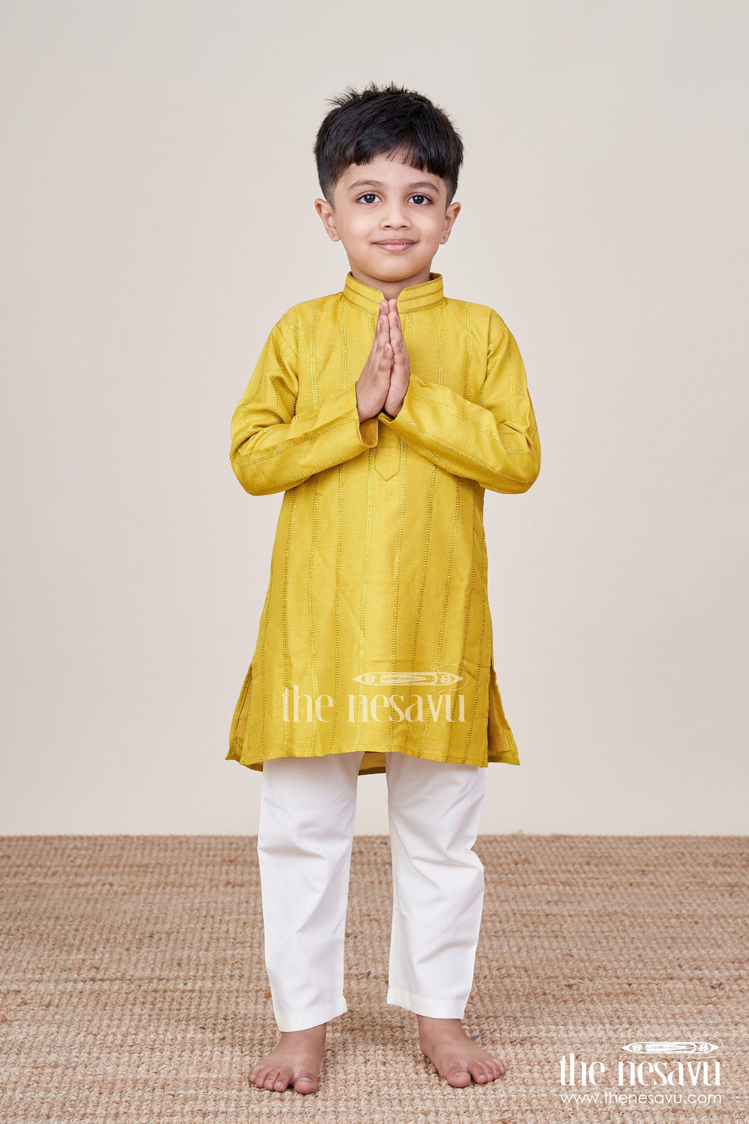 The Nesavu Boys Kurtha Set Boys Kurta Set for Weddings and Festive Occasions Nesavu 18 (2Y) / Green BES757C-18 Nesavu boys kurta set silk blend weddings festive functions ethnic occasions