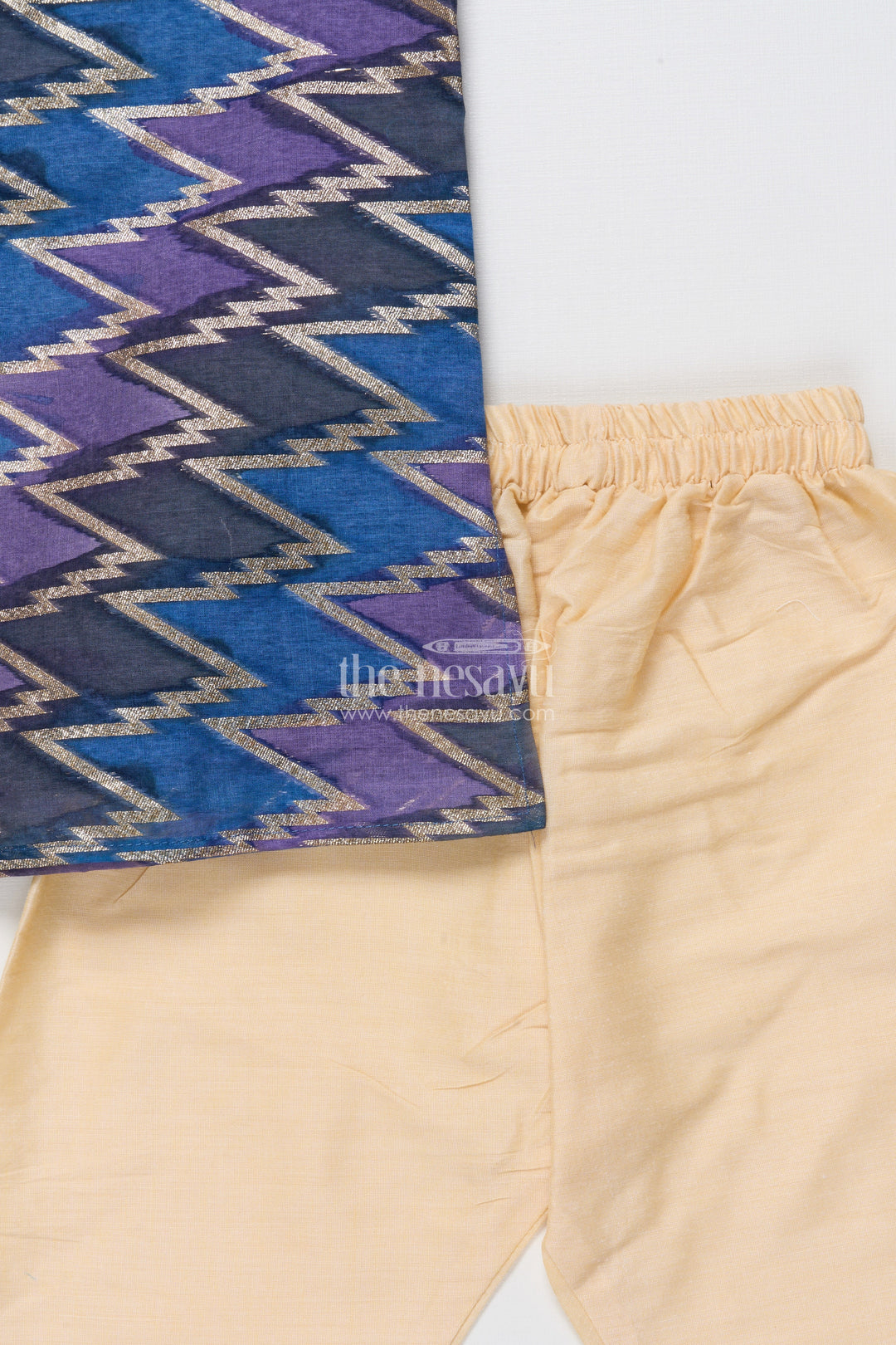 The Nesavu Boys Kurtha Set Boys Kurta Set with Banarasi Weave Design for Wedding and Ethnic Day Nesavu Nesavu Banarasi weave boys kurta set silk cotton ideal traditional school ethnic day wear