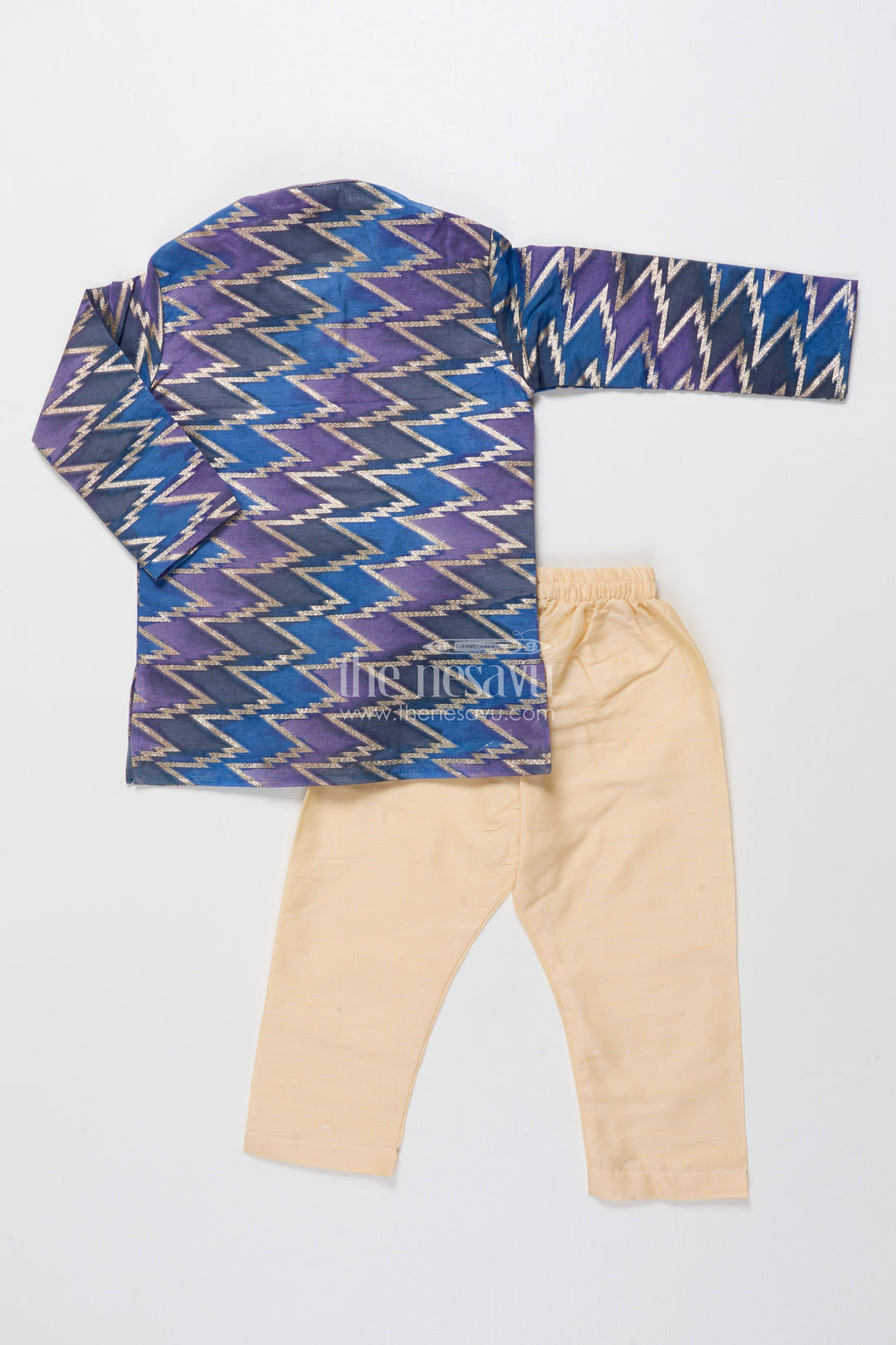 The Nesavu Boys Kurtha Set Boys Kurta Set with Banarasi Weave Design for Wedding and Ethnic Day Nesavu Nesavu Banarasi weave boys kurta set silk cotton ideal traditional school ethnic day wear