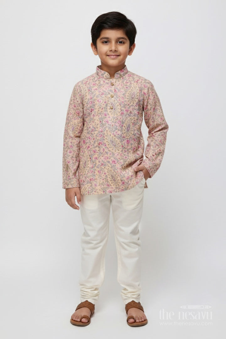 The Nesavu Boys Kurtha Set Boys Kurta Set with Digital Print for Festive and Ethnic Days Nesavu 14 (6M) / Multicolor BES729A-14 Nesavu boys kurta set digital printed cotton weddings ethnic school events