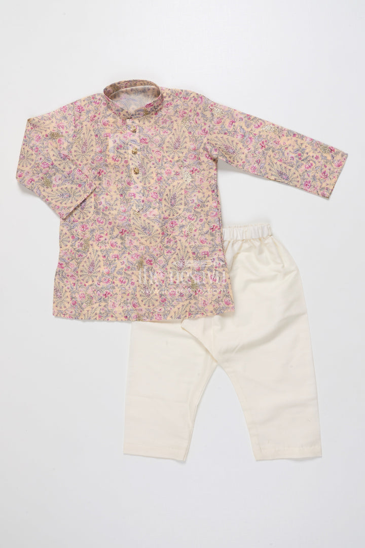 The Nesavu Boys Kurtha Set Boys Kurta Set with Digital Print for Festive and Ethnic Days Nesavu Nesavu boys kurta set digital printed cotton weddings ethnic school events