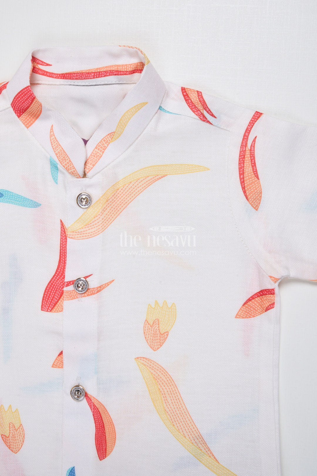 The Nesavu Boys Kurtha Set Boys Kurta Set with Digital Print Jacket for Festive Occasions Nesavu Nesavu boys cotton kurta set colorful digital print jacket school festive wear