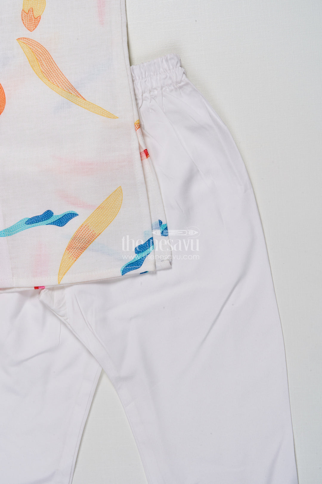 The Nesavu Boys Kurtha Set Boys Kurta Set with Digital Print Jacket for Festive Occasions Nesavu Nesavu boys cotton kurta set colorful digital print jacket school festive wear