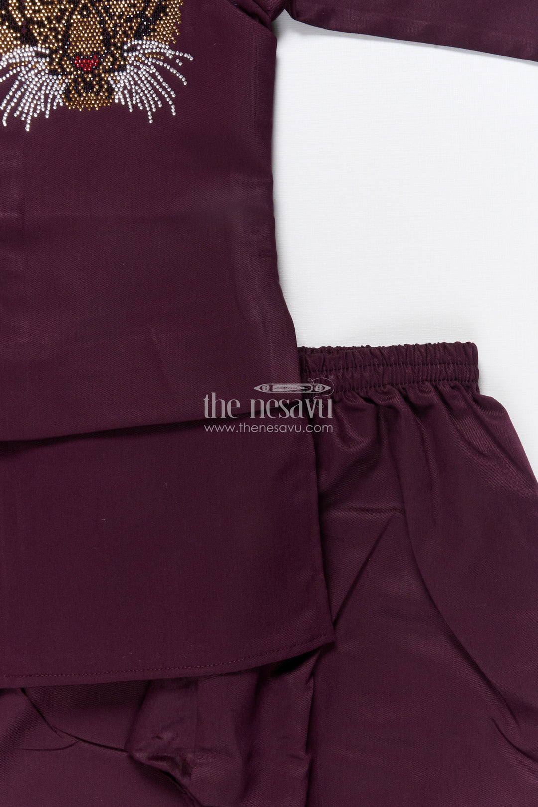 The Nesavu Boys Kurtha Set Boys Kurta Set with Embellished Jacket for Weddings and Festive Wear Nesavu Nesavu boys kurta set embellished tiger motif jacket ideal weddings festive celebrations