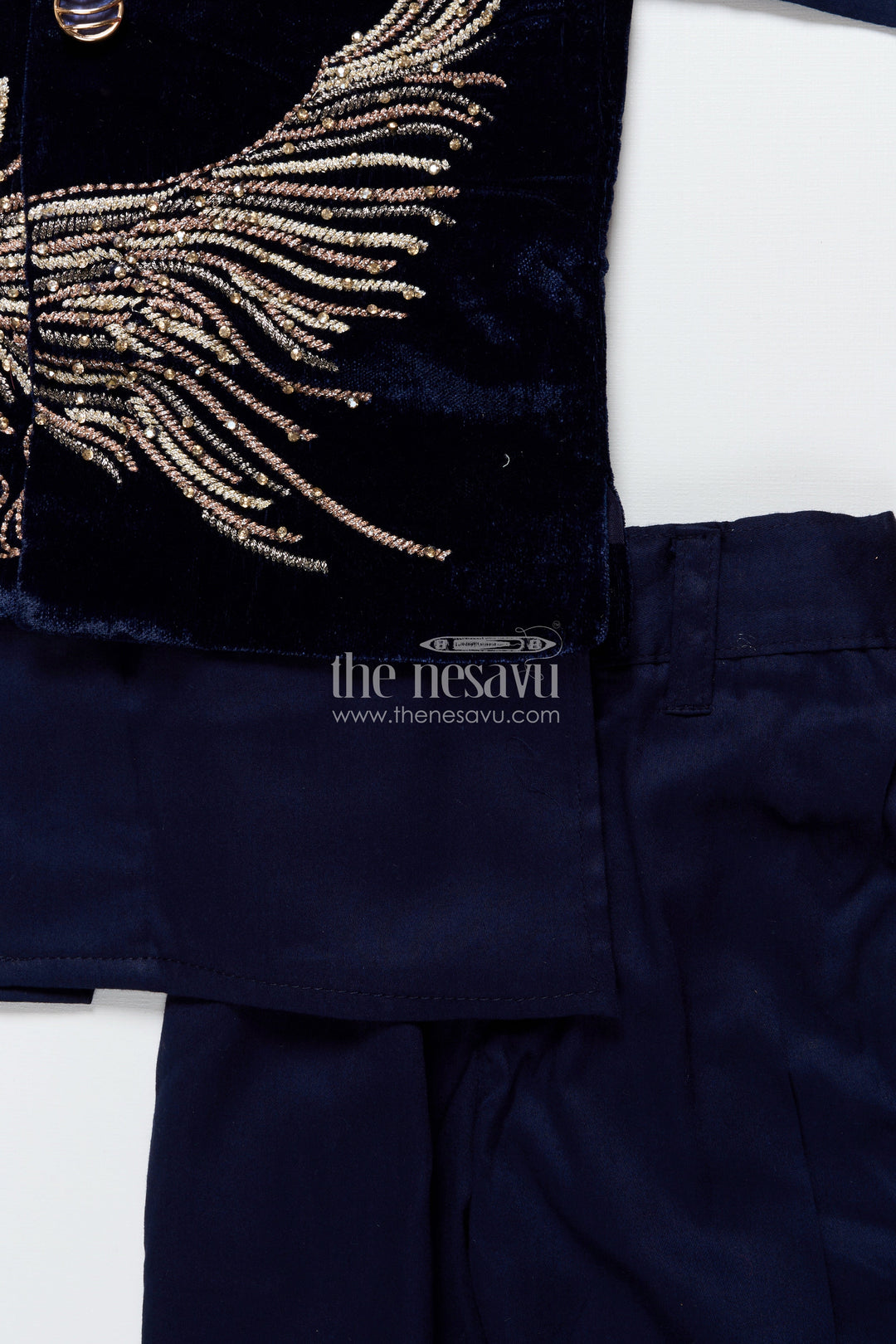 The Nesavu Boys Kurtha Set Boys Kurta Set with Embroidered Velvet Jacket for Festive Family Functions Nesavu Nesavu boys kurta set embroidered velvet jacket  perfect festive weddings receptions
