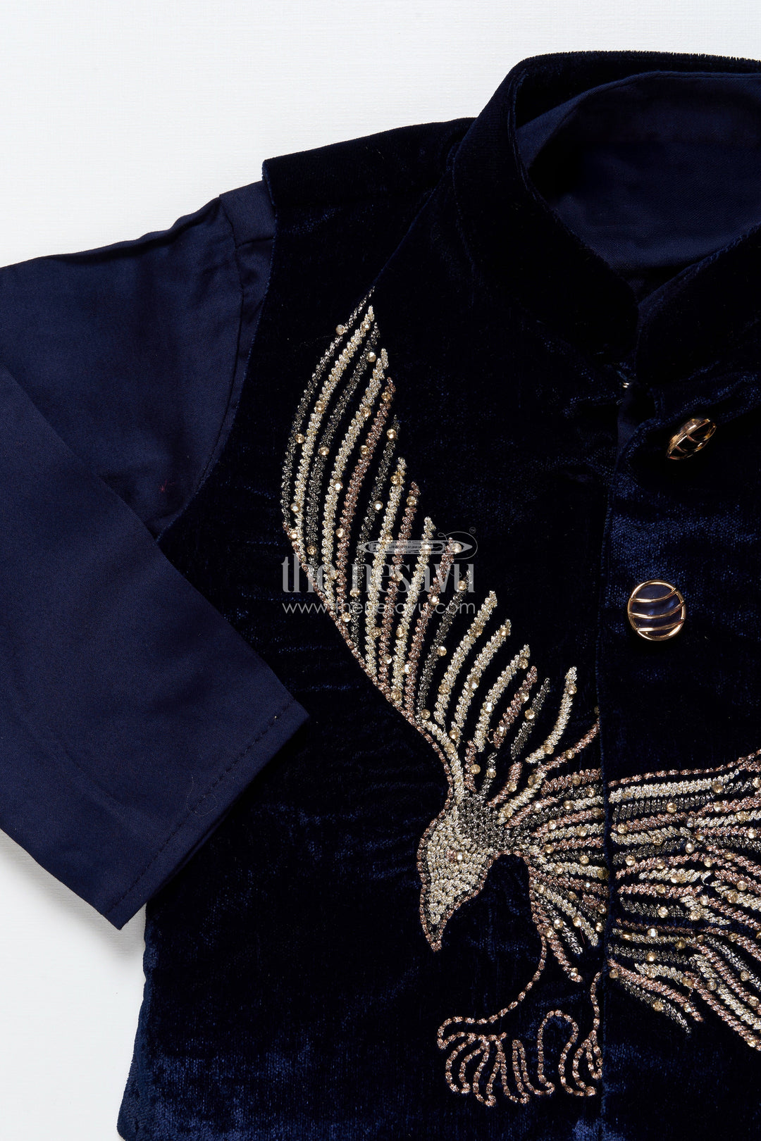 The Nesavu Boys Kurtha Set Boys Kurta Set with Embroidered Velvet Jacket for Festive Family Functions Nesavu Nesavu boys kurta set embroidered velvet jacket  perfect festive weddings receptions