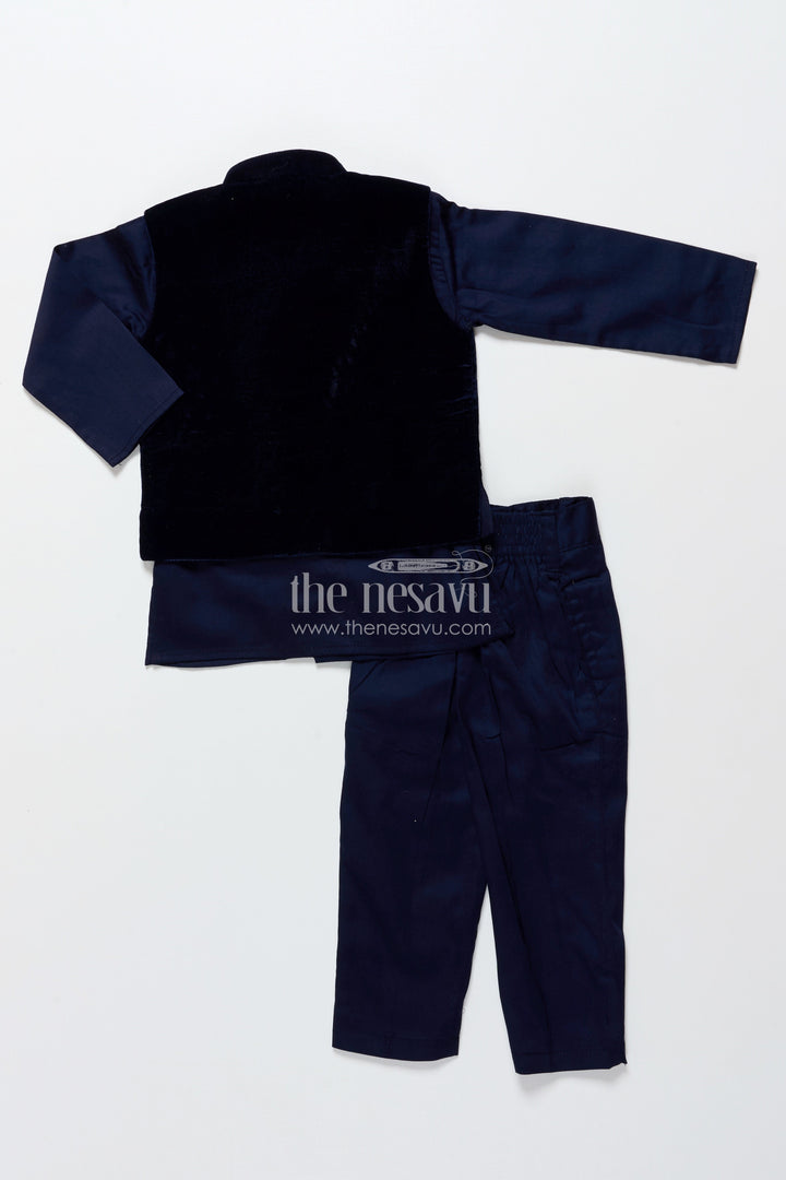 The Nesavu Boys Kurtha Set Boys Kurta Set with Embroidered Velvet Jacket for Festive Family Functions Nesavu Nesavu boys kurta set embroidered velvet jacket  perfect festive weddings receptions