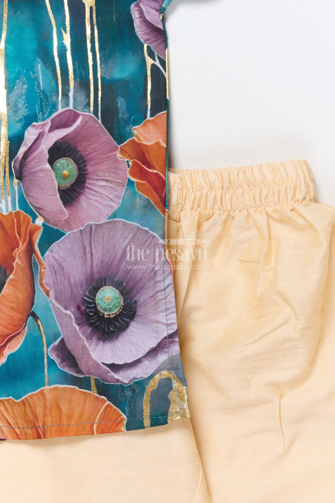 The Nesavu Boys Kurtha Set Boys Kurta Set with Foil Print for Festive Functions and Ethnic Day Nesavu Nesavu boys kurta set floral foil print festive ethnic wear weddings cultural events