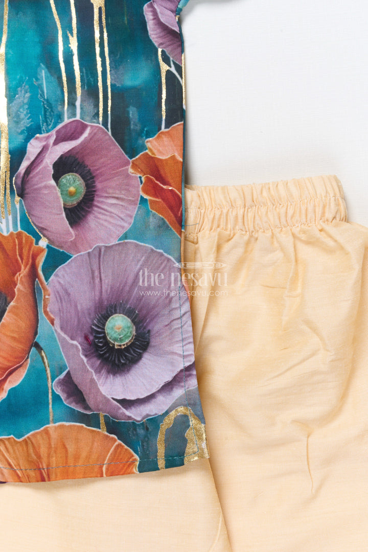 The Nesavu Boys Kurtha Set Boys Kurta Set with Foil Print for Festive Functions and Ethnic Day Nesavu Nesavu boys kurta set floral foil print festive ethnic wear weddings cultural events