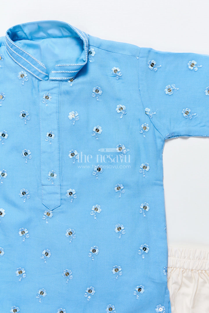 The Nesavu Boys Kurtha Set Boys Kurta Set with Sequin Embroidery Ethnic Festive Wear for Toddler Boys Nesavu Nesavu Boys Silk Kurta Set Sequin Embroidery Ethnic Festive Wear Toddler Boys