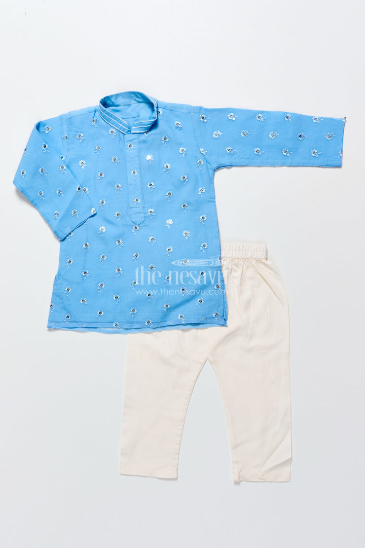 The Nesavu Boys Kurtha Set Boys Kurta Set with Sequin Embroidery Ethnic Festive Wear for Toddler Boys Nesavu Nesavu Boys Silk Kurta Set Sequin Embroidery Ethnic Festive Wear Toddler Boys