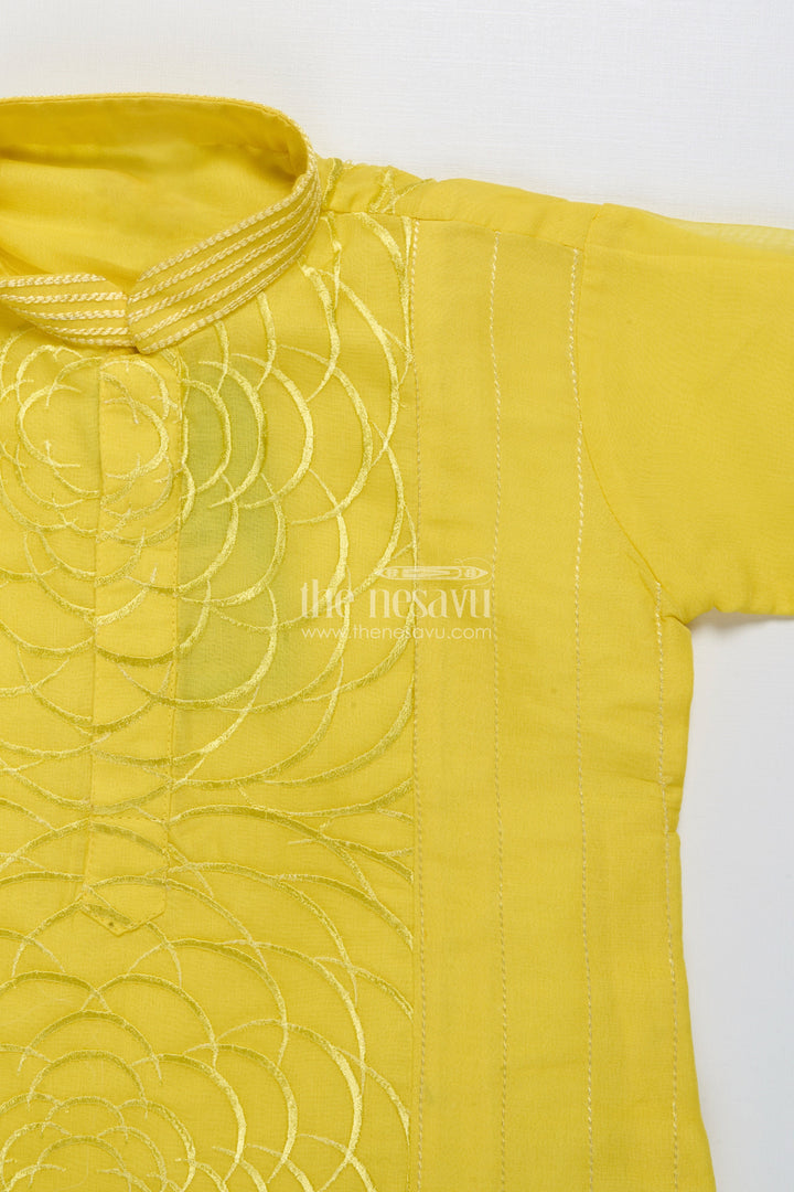 The Nesavu Boys Kurtha Set Boys Kurta Set with Thread Embroidery Traditional Festive Wear Nesavu Nesavu Boys Kurta Set Silk Cotton Thread Embroidery