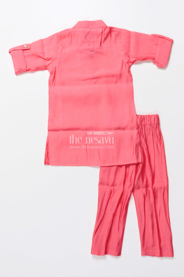 The Nesavu Boys Kurtha Set Boys Kurta Set with Vibrant Printed Jacket for Weddings and Festive Events Nesavu Nesavu boys kurta set vibrant cotton printed jacket weddings celebrations