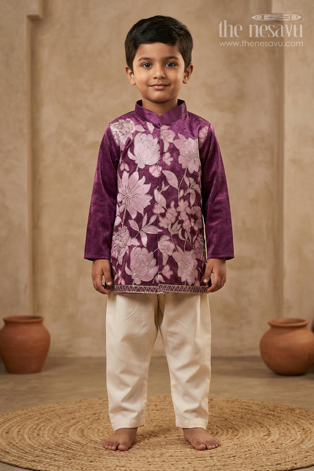 The Nesavu Boys Kurtha Set Boys Kurta Shirt and Pant for Weddings and Festive Celebrations Nesavu 16 (1Y) / Green / Viscose BES981B-16 Nesavu Boys Green Kurta Set In Viscose Silk With Embroidery For Weddings And Festive Celebrations