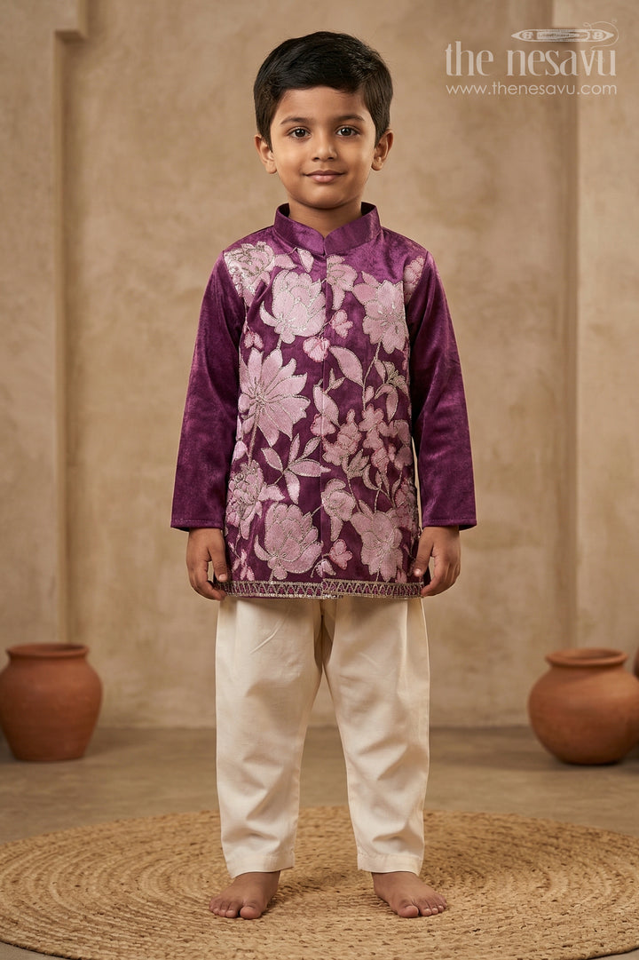 The Nesavu Boys Kurtha Set Boys Kurta Shirt and Pant for Weddings and Festive Celebrations Nesavu 16 (1Y) / Green / Viscose BES981B-16 Nesavu Boys Green Kurta Set In Viscose Silk With Embroidery For Weddings And Festive Celebrations