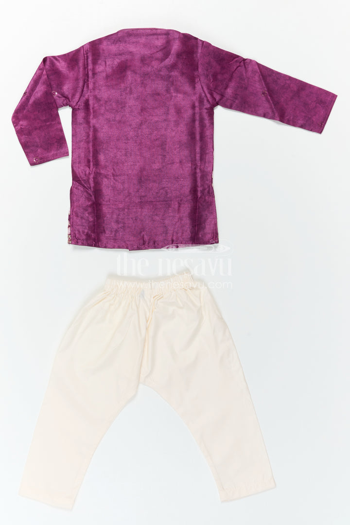 The Nesavu Boys Kurtha Set Boys Kurta Shirt and Pant for Weddings and Festive Celebrations Nesavu Nesavu Boys Green Kurta Set In Viscose Silk With Embroidery For Weddings And Festive Celebrations