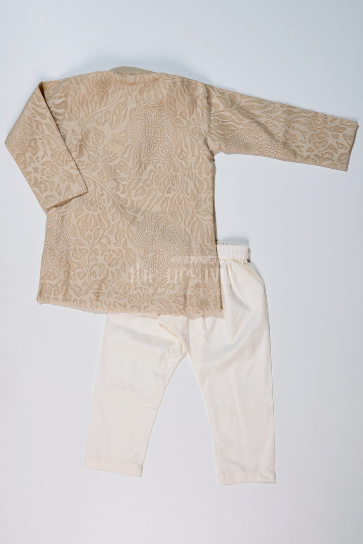 The Nesavu Boys Kurtha Set Boys Kurtas in Brazzo Blended Silk with Traditional Motif Design and White Pajama Nesavu Boys Kurtas Brazzo Blended Silk Traditional Motif Design White Pajama | The Nesavu