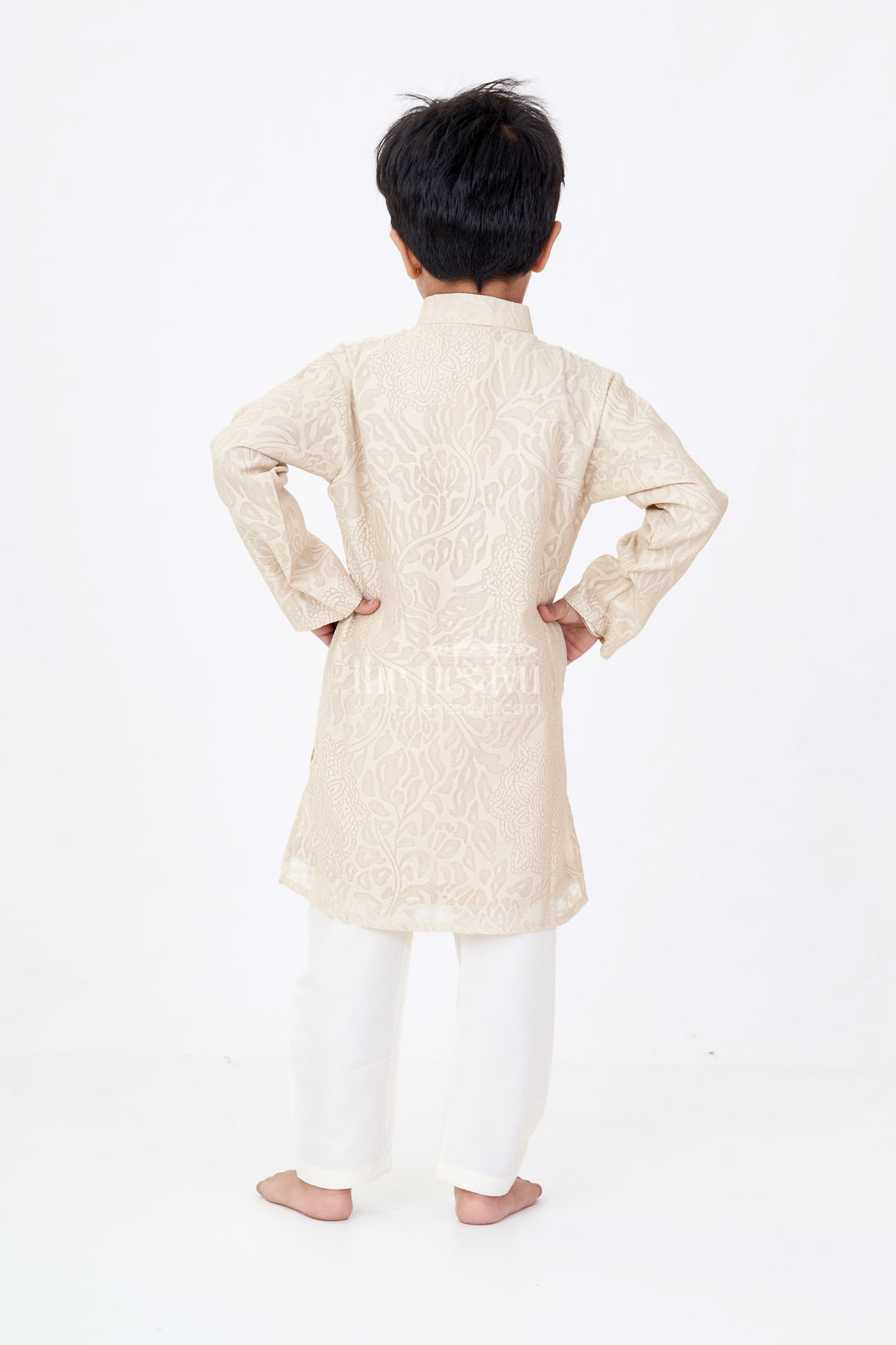 The Nesavu Boys Kurtha Set Boys Kurtas in Brazzo Blended Silk with Traditional Motif Design and White Pajama Nesavu Boys Kurtas Brazzo Blended Silk Traditional Motif Design White Pajama | The Nesavu