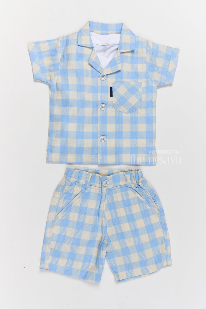 The Nesavu Boys Casual Set Boys Latest Western Dresses in Fashion with Blue Checked Shirt and Shorts Set Nesavu 14 (6M) / Blue BCS206A-14 Boys Latest Western Dresses Fashion Blue Checked Shirt Shorts Set | The Nesavu