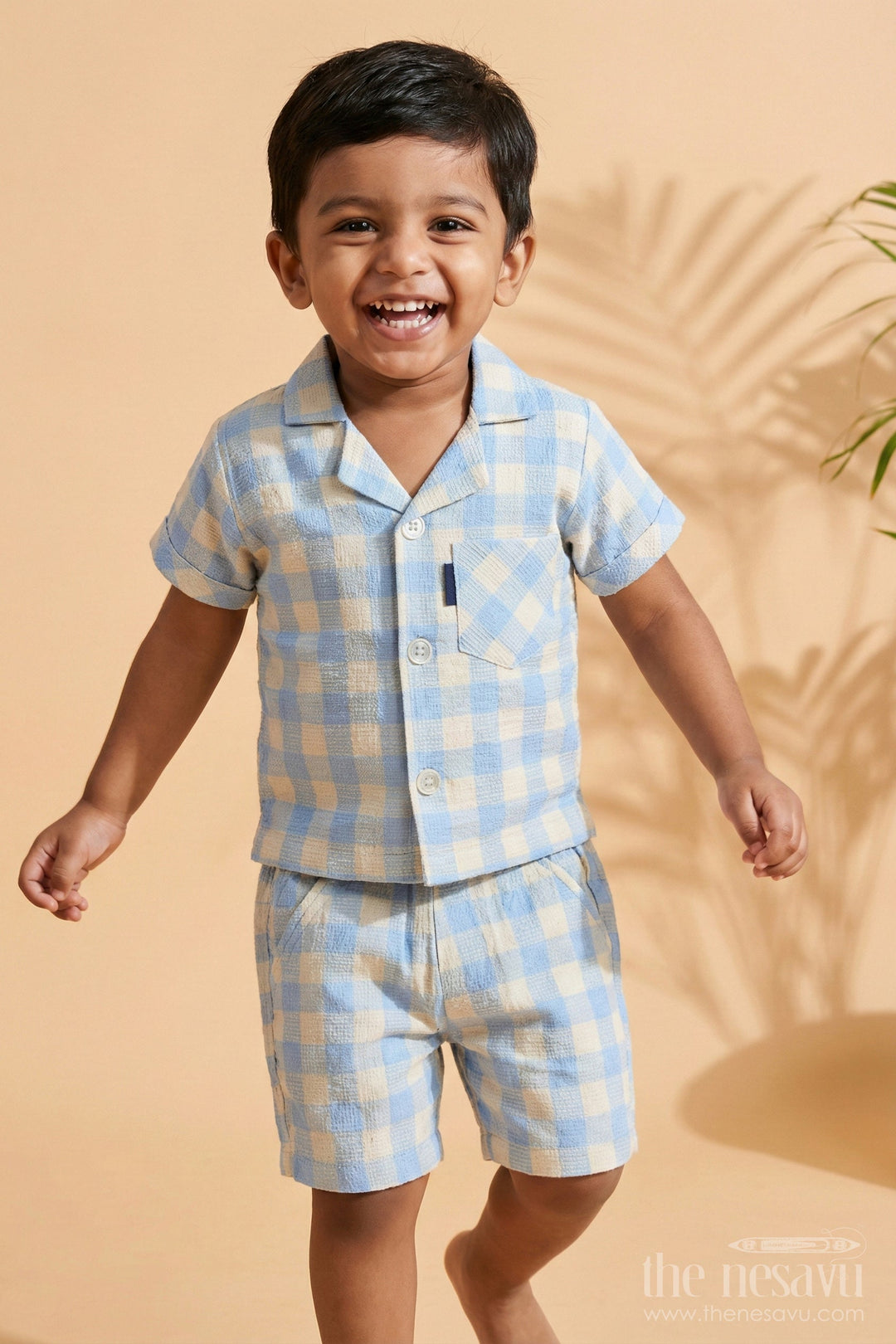 The Nesavu Boys Casual Set Boys Latest Western Dresses in Fashion with Blue Checked Shirt and Shorts Set Nesavu 14 (6M) / Blue BCS206A-14 Boys Latest Western Dresses Fashion Blue Checked Shirt Shorts Set | The Nesavu