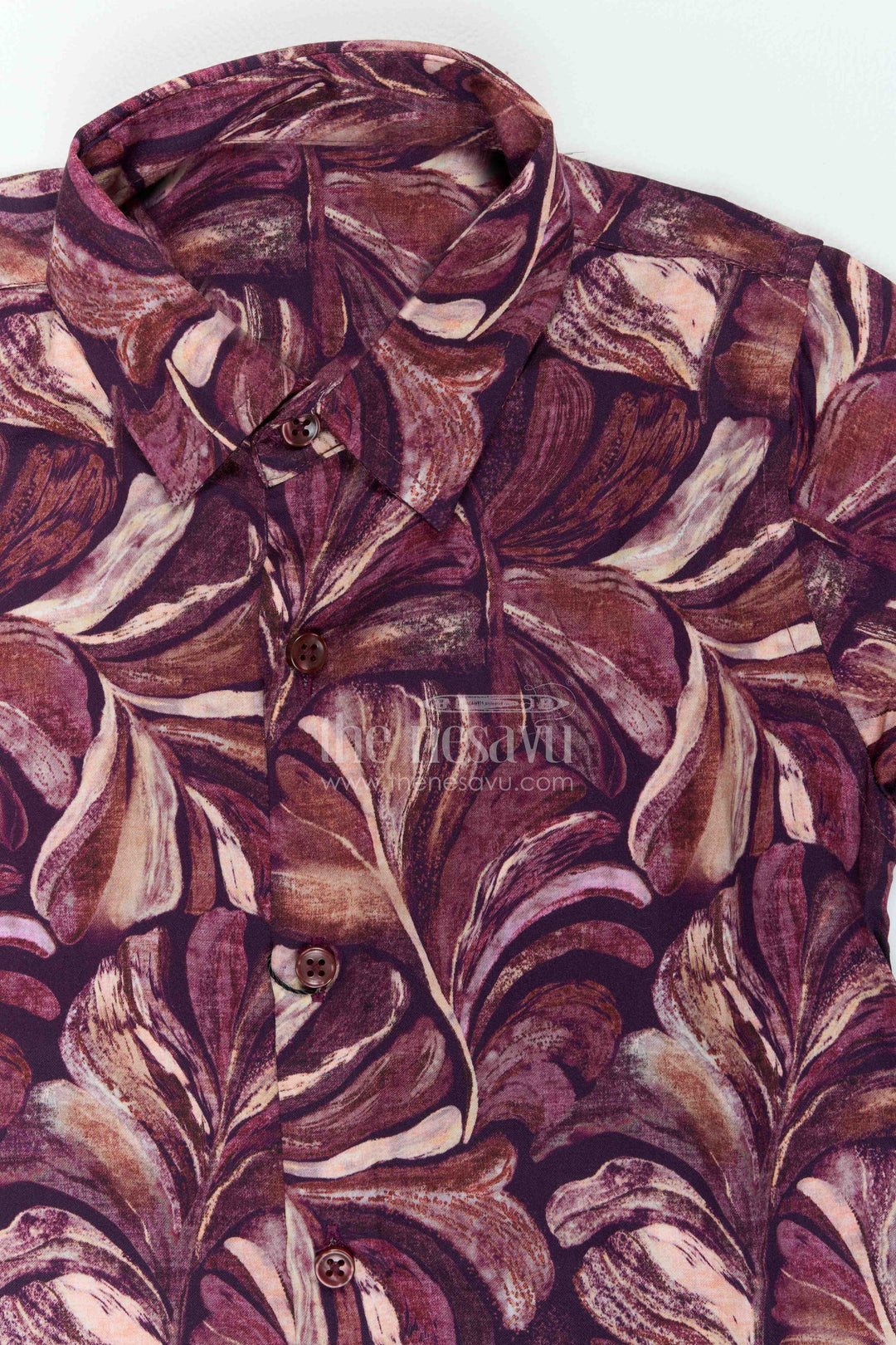 The Nesavu Boys Cotton Shirt Boys Leaf Print Shirt for Festive Dinners Birthdays and Stylish Family Outings Nesavu Nesavu Boys Leaf Print Shirt For Festive Dinners Birthdays Family Outings And Stylish Weekend Occasions