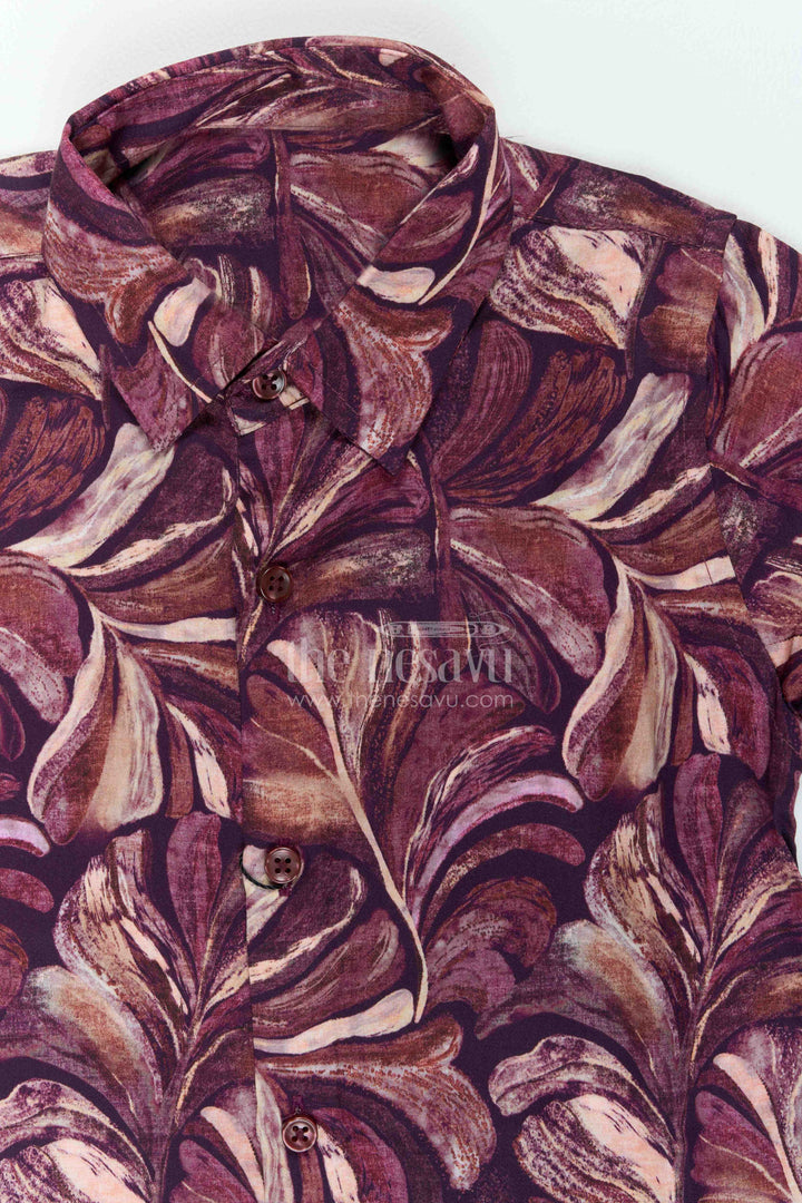 The Nesavu Boys Cotton Shirt Boys Leaf Print Shirt for Festive Dinners Birthdays and Stylish Family Outings Nesavu Nesavu Boys Leaf Print Shirt For Festive Dinners Birthdays Family Outings And Stylish Weekend Occasions