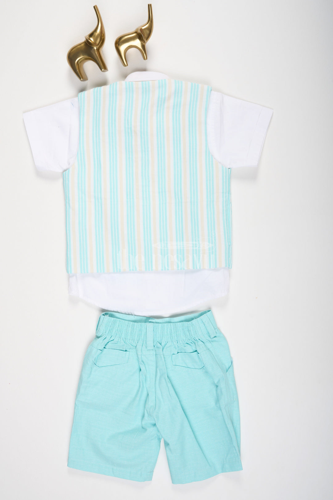 The Nesavu Boys Casual Set Boys Linen Party Wear Set in Sky Blue with Waistcoat and Bow Tie for Formal Occasions Nesavu Boys Linen Party Wear Set with Waistcoat and Bow Tie in Sky Blue Nesavu