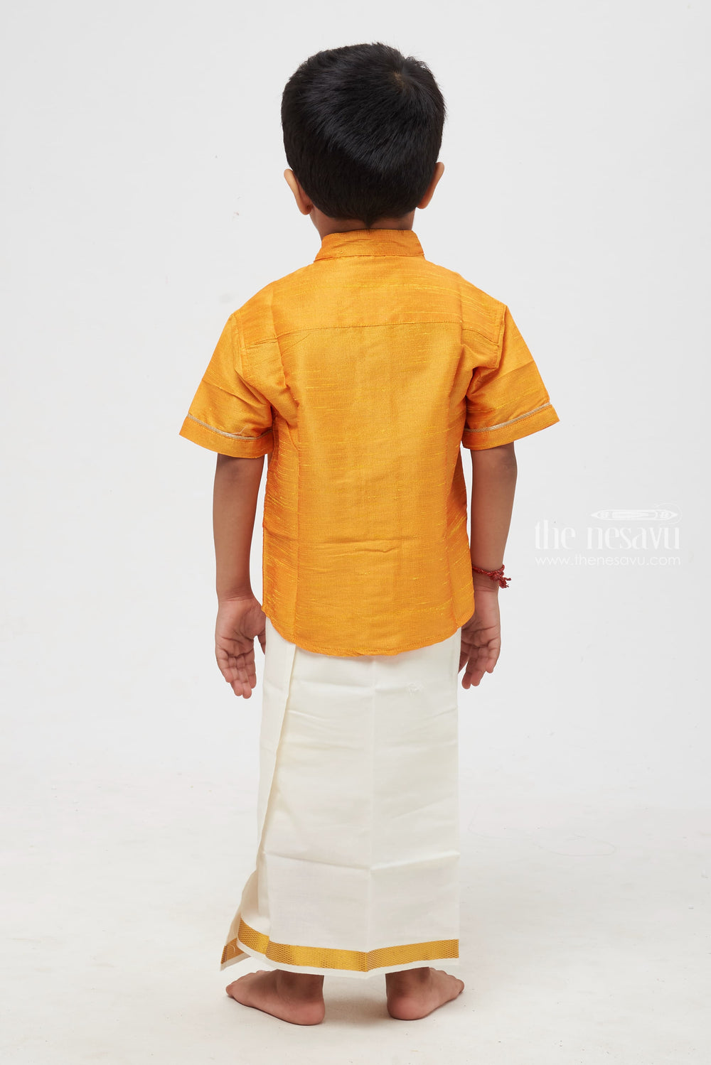 The Nesavu Boys Silk Shirt Boys Luxurious Orange Silk Shirt with Elegant Owl Design Nesavu Elegant Boys Orange Silk Attire | Whimsical Owl Feature | Nesavu Festive Edition