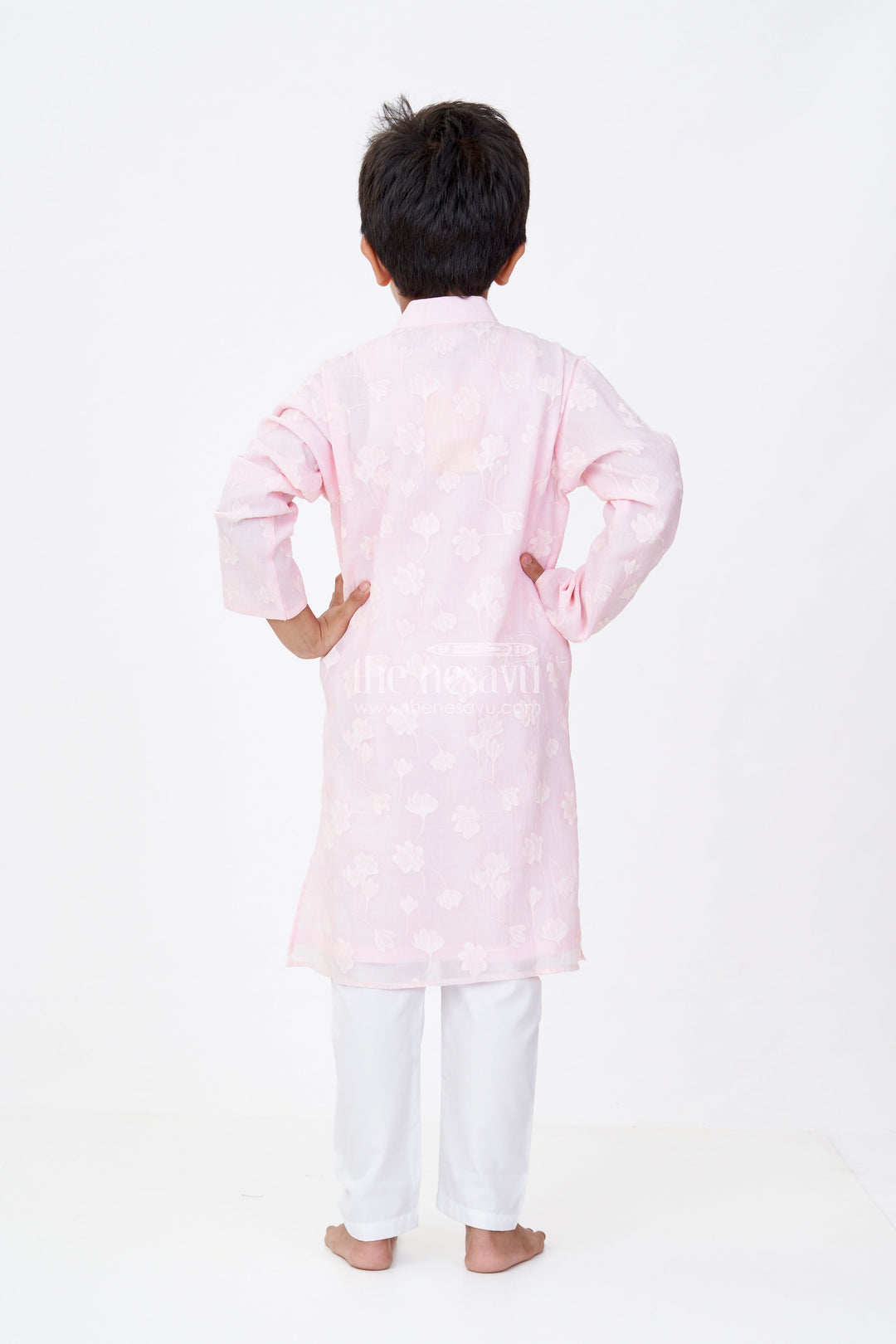 The Nesavu Boys Kurtha Set Boys Male Kurta in Blended Silk with Floral Detailing and Pajama for Festive Wear Nesavu Boys Male Kurta Blended Silk Floral Detailing Pajama Festive Wear | The Nesavu