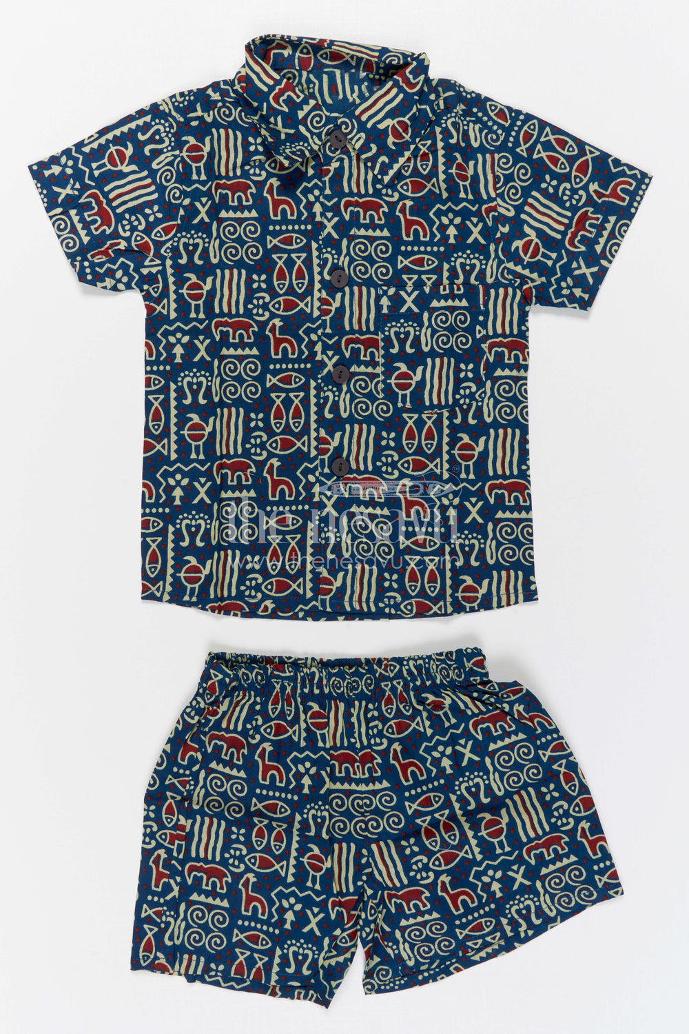 The Nesavu Boys Casual Set Boys Matching Set for Travel and Everyday Comfort Nesavu Nesavu Boys Cotton Matching Set For Travel And Everyday Wear With Digital Print Shirt And Shorts