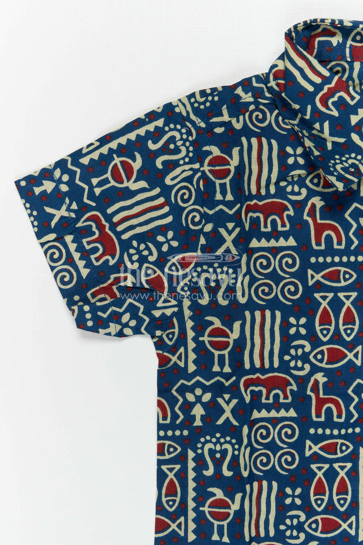 The Nesavu Boys Casual Set Boys Matching Set for Travel and Everyday Comfort Nesavu Nesavu Boys Cotton Matching Set For Travel And Everyday Wear With Digital Print Shirt And Shorts