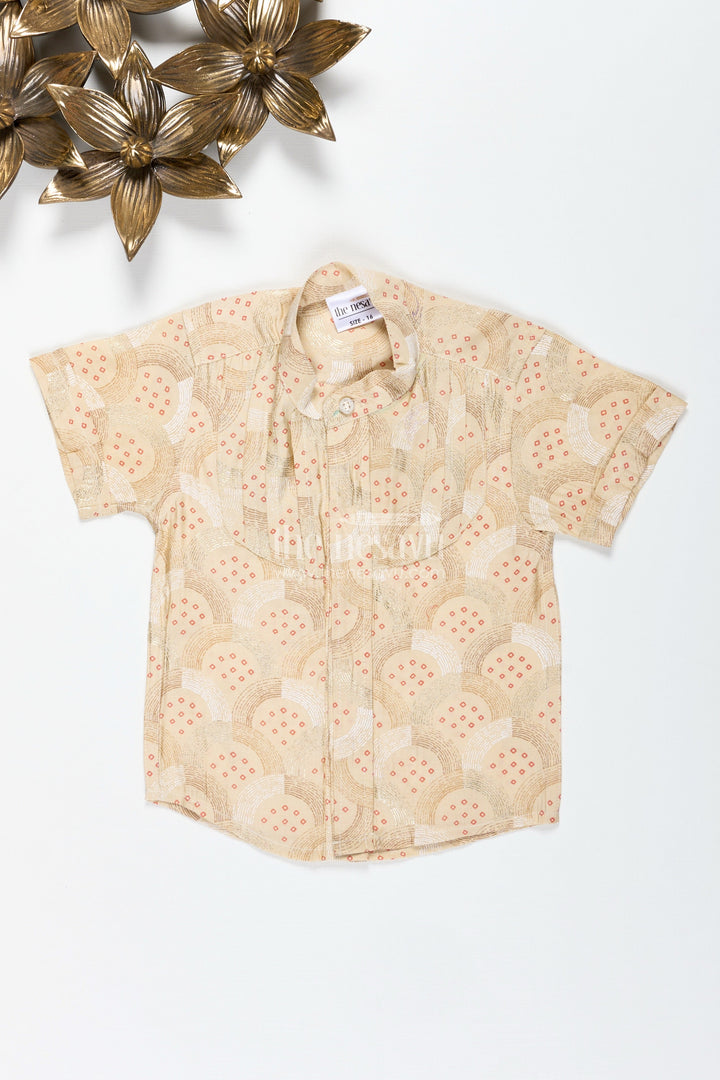 The Nesavu Boys Cotton Shirt Boys Modal Silk Printed Shirt for Festive Occasions and Traditional Gatherings Nesavu 16 (1Y) / Red BS255B-16 Nesavu Boys Modal Silk Shirt Digital Print Festive Ethnic Wear Toddlers Kids