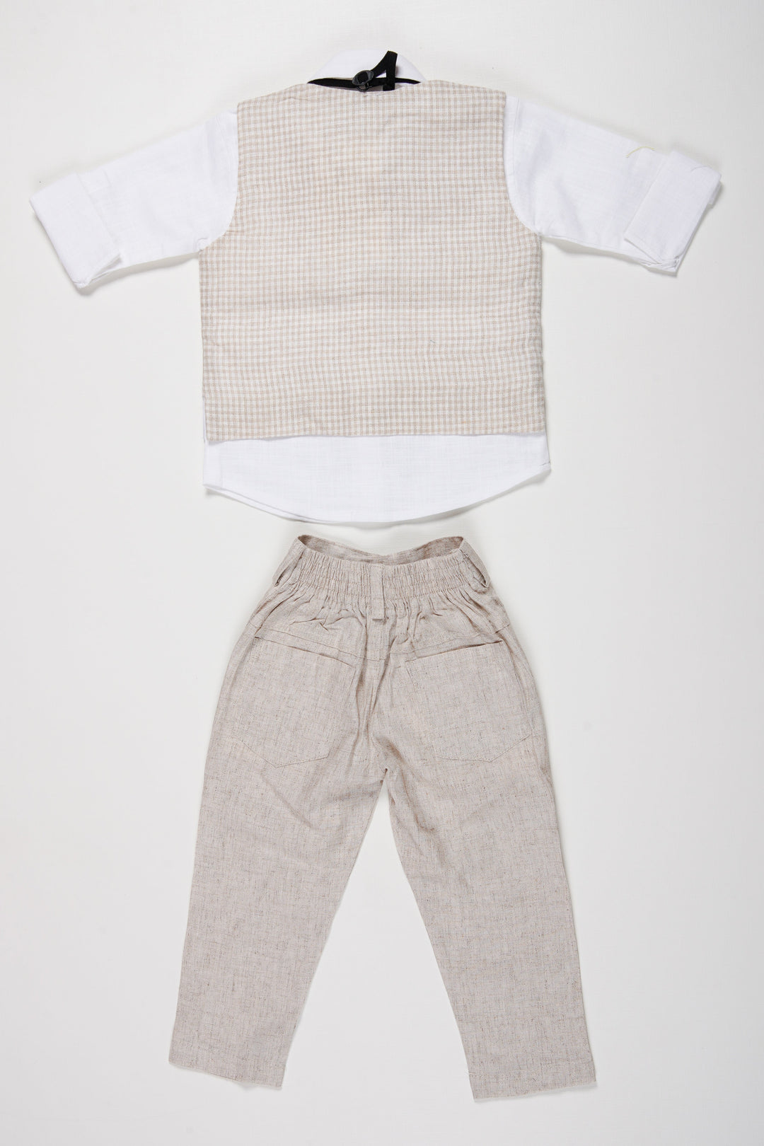 The Nesavu Boys Casual Set Boys Modern Linen Vest Suit Set with Matching Trousers and Bow Tie Nesavu Boys Linen Vest and Trousers Set | Elegant Formal Wear for Boys with Bow Tie | The Nesavu