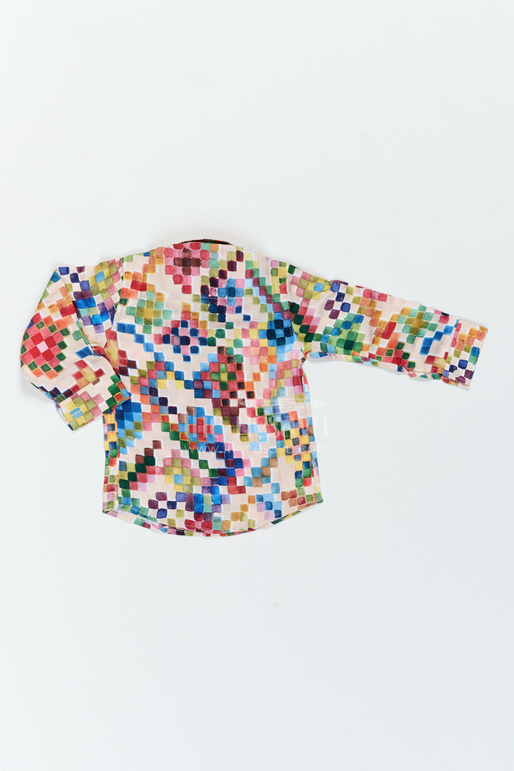 The Nesavu Boys Cotton Shirt Boys Mosaic Print Shirt for Birthdays Holidays and Creative Weekend Outings Nesavu Nesavu Boys Mosaic Print Shirt For Birthdays Holidays Family Outings And Creative Smart Casual Styling