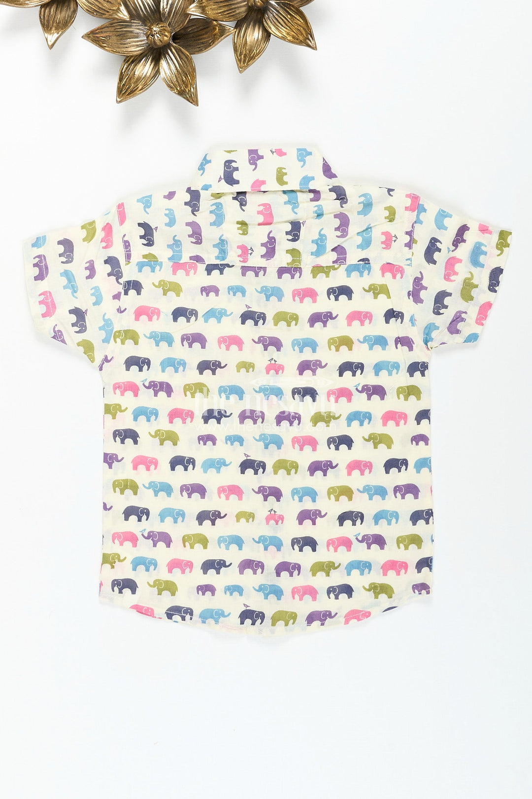The Nesavu Boys Cotton Shirt Boys multicolor elephant cotton shirt for birthdays and outings Nesavu Nesavu boys multicolor elephant print shirt soft cotton  ideal birthdays ethnic days