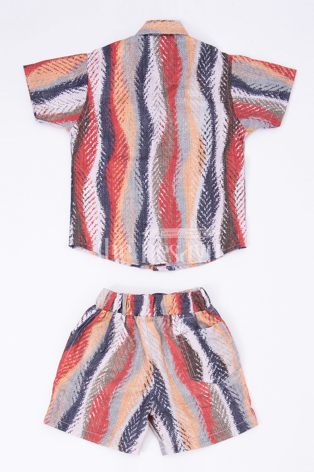 The Nesavu Boys Casual Set Boys' Multicolor Striped Shirt and Shorts Set Nesavu Boys' Multicolor Striped Shirt and Shorts Set - Vibrant Summer Outfit