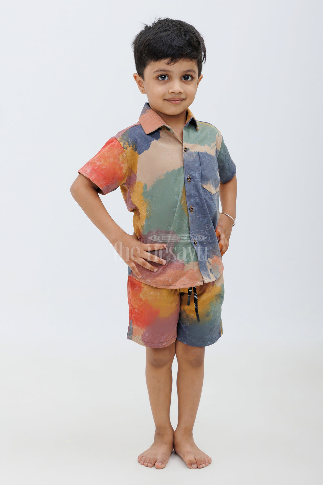 The Nesavu Boys Casual Set Boys' Multicolor Tie-Dye Casual Set Nesavu Boys' Multicolor Tie-Dye Casual Set - Two-Piece Outfit