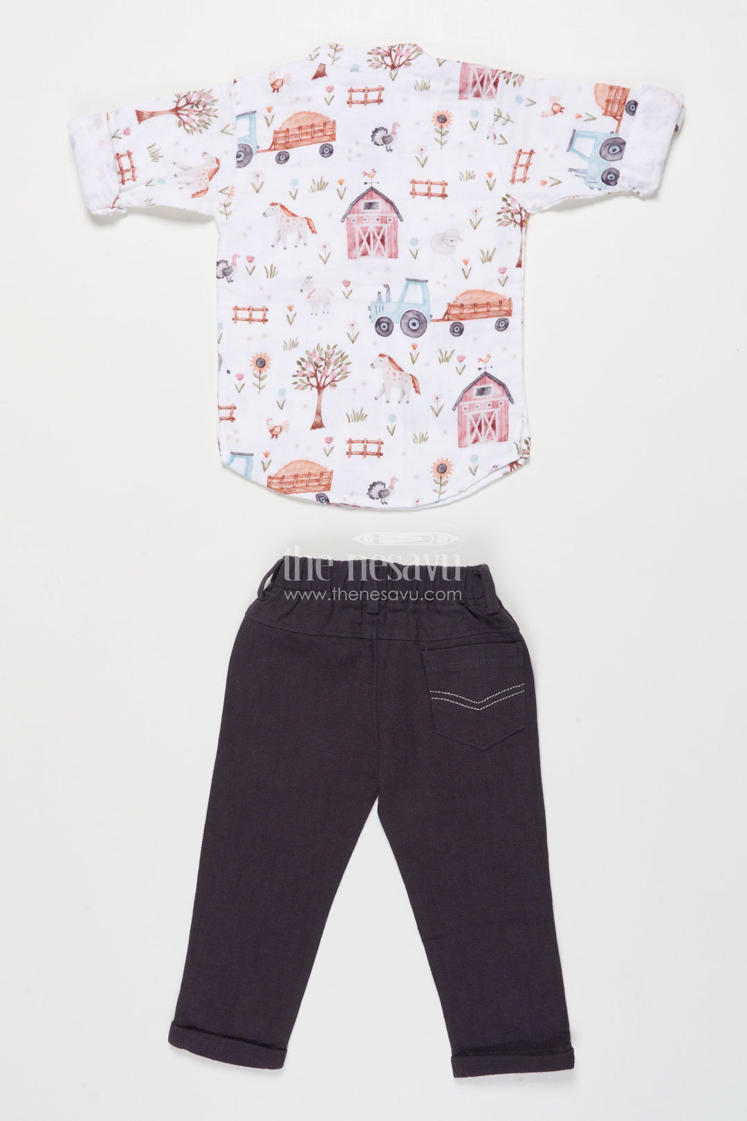 The Nesavu Boys Casual Set Boys Muslin Cotton Casual Set for Outings and Festive Gatherings Nesavu Nesavu boys muslin cotton casual set digital print outings festive occasions