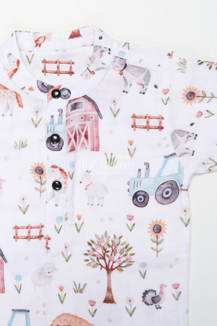 The Nesavu Boys Casual Set Boys Muslin Cotton Casual Set for Outings and Festive Gatherings Nesavu Nesavu boys muslin cotton casual set digital print outings festive occasions