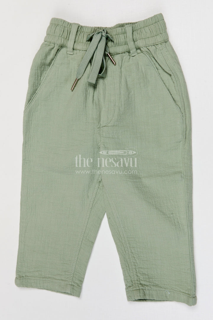 The Nesavu Boys Pant Boys Muslin Cotton Pants for Relaxed Play and Everyday Comfort Nesavu 16 (1Y) / Gray / Muslin Cotton BWP032A-16 Nesavu boys muslin cotton pants for play and everyday comfort breathable kids casual pants