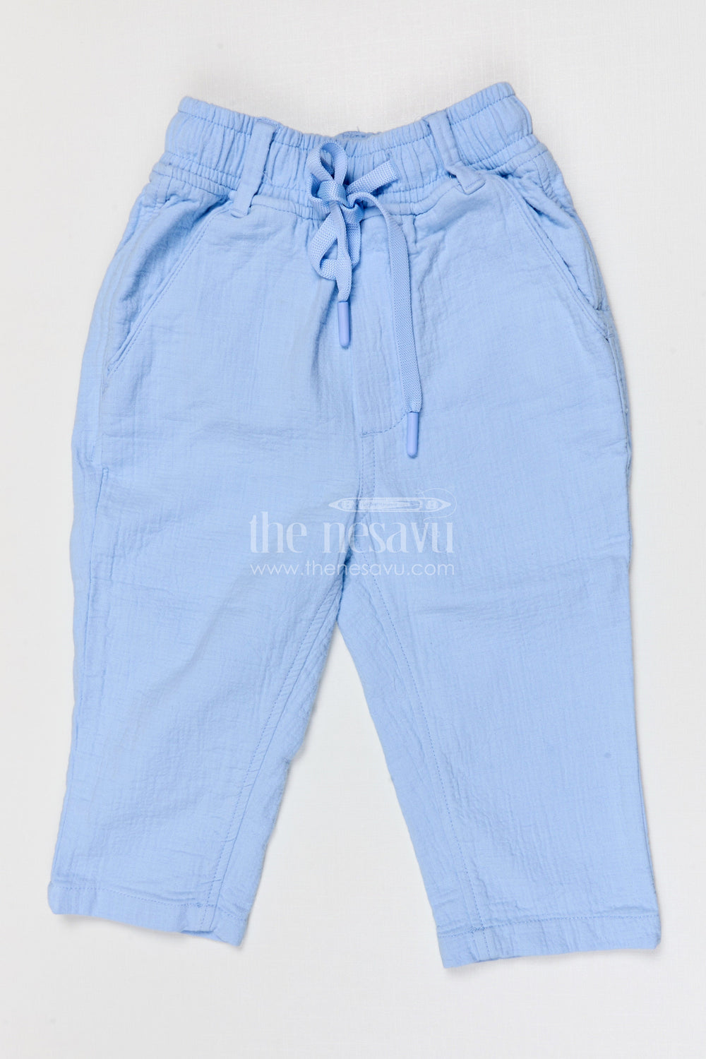 The Nesavu Boys Pant Boys Muslin Cotton Pants for School Routines and Casual Wear Nesavu 16 (1Y) / Half white / Muslin Cotton BWP032G-16 Nesavu boys muslin cotton pants for school and casual wear breathable kids drawstring pants