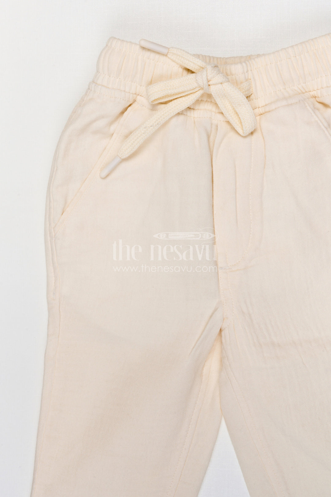 The Nesavu Boys Pant Boys Muslin Cotton Pants for Summer Outings and Relaxed Daily Wear Nesavu Nesavu boys muslin cotton pants for summer outings breathable kids casual drawstring pants