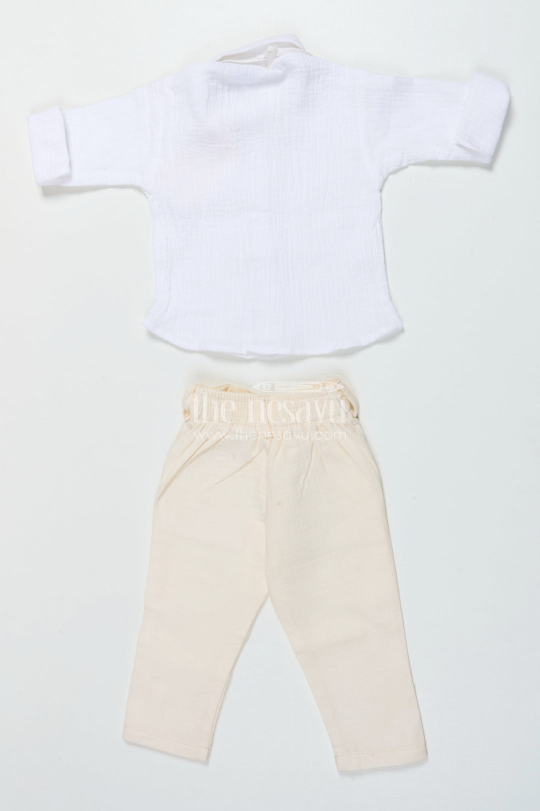 The Nesavu Boys Casual Set Boys Muslin Cotton Waistcoat Set for Weddings and Birthdays Nesavu Nesavu boys waistcoat set in muslin cotton with bow tie for festive weddings and birthdays