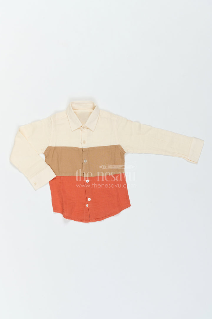 The Nesavu Boys Cotton Shirt Boys Muslin Shirt for Celebrations Family Dinners and Smart Outings Nesavu 18 (2Y) / Cream / Muslin BS539B-18 Nesavu Boys Muslin Shirt For Celebrations Family Dinners Birthdays And Polished Smart Casual Outings