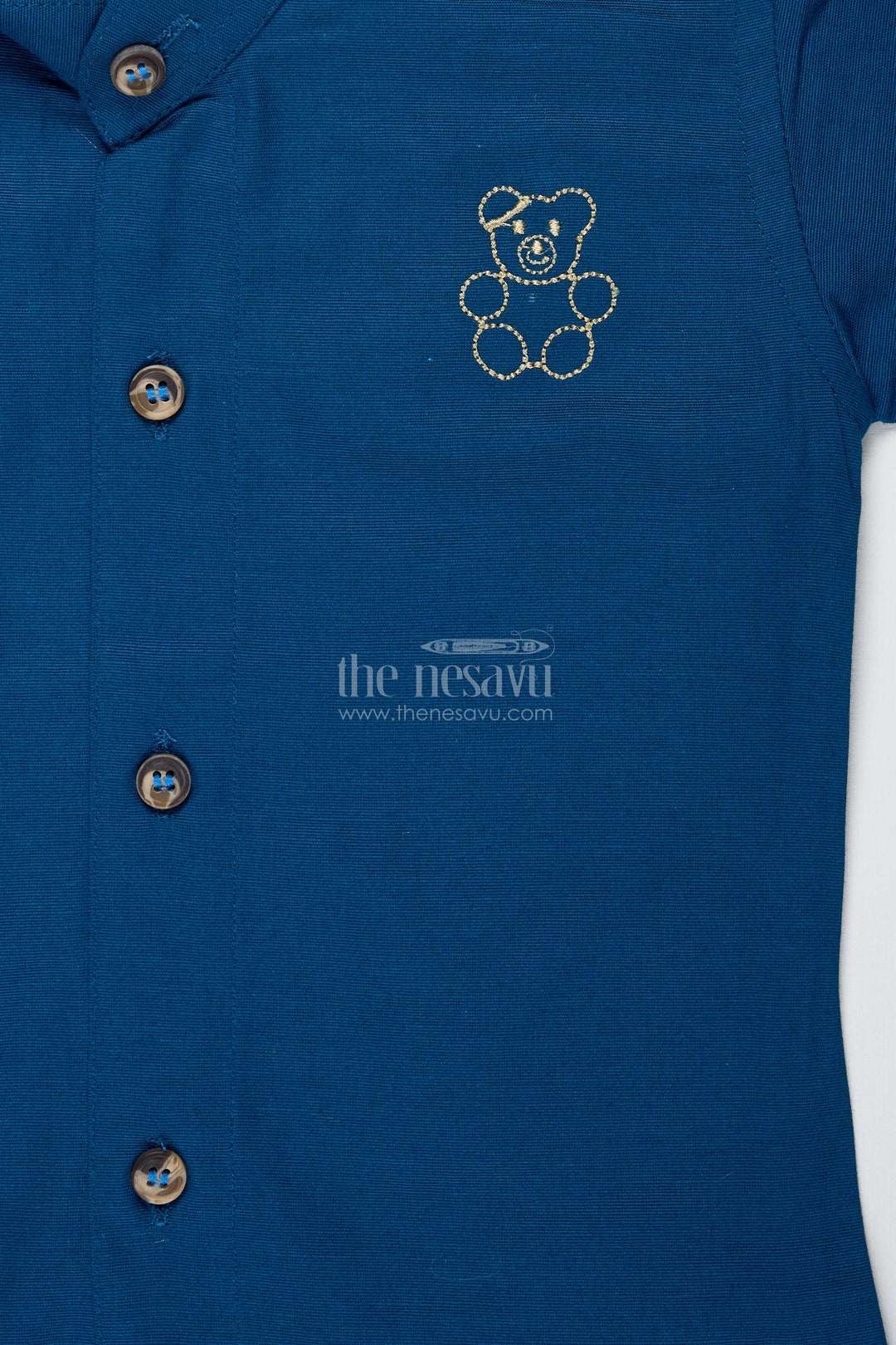 The Nesavu Boys Casual Set Boys Navy Blue Cotton Shirt with Olive Shorts Set Nesavu Nesavu Boys Navy Cotton Shirt Olive Green Shorts Set Playdates Travel Casual Events