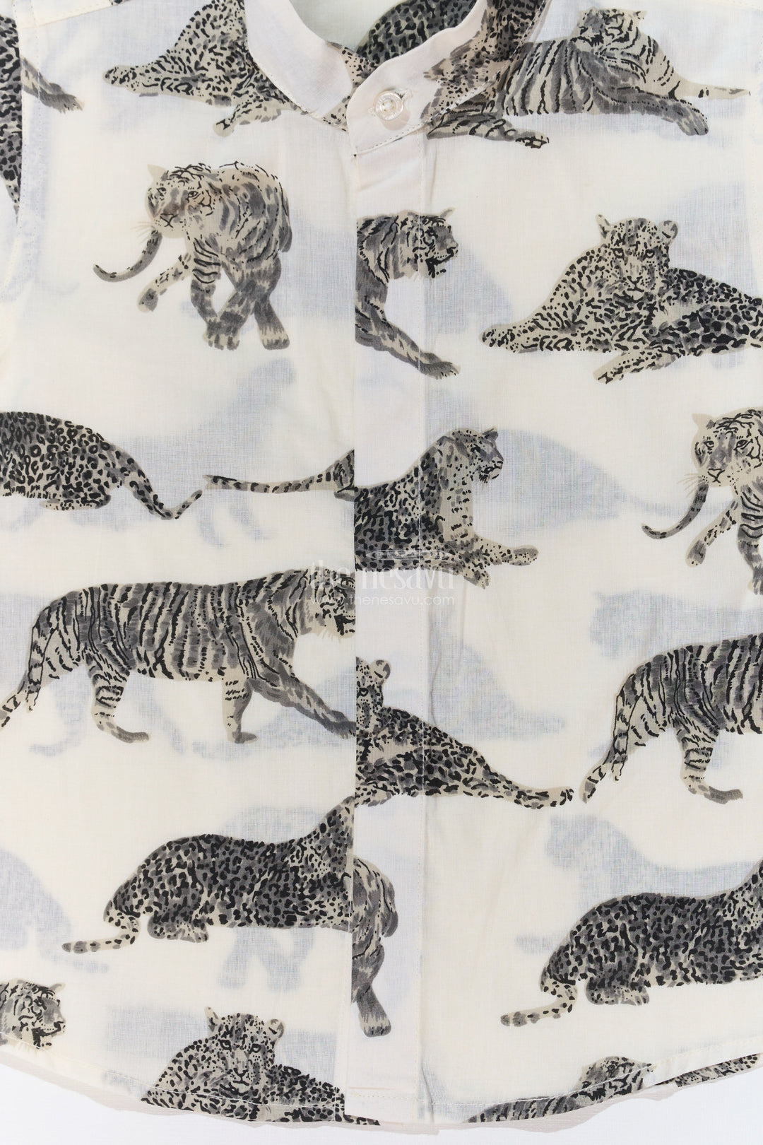 The Nesavu Boys Cotton Shirt Boys New Half Sleeve Shirts in Cotton Block Print with Monochrome Jungle Design Nesavu Boys New Half Sleeve Shirts Cotton Block Print Black White Jungle Print | The Nesavu