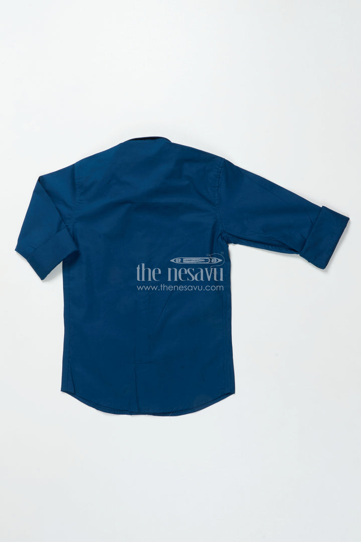 The Nesavu Boys Cotton Shirt Boys Occasion Wear Shirt with Stylish Foil Print for Parties and Events Nesavu Nesavu boys stylish shirt foil print festive gatherings party occasions