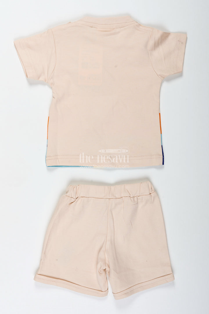 The Nesavu Boys Casual Set Boys Palm Tree Shirt and Shorts Set in Cotton with Digital Print for a Beachy Everyday Look Nesavu Nesavu Boys Cotton Palm Tree Shirt Shorts Set Digital Print Tropical Everyday Comfort