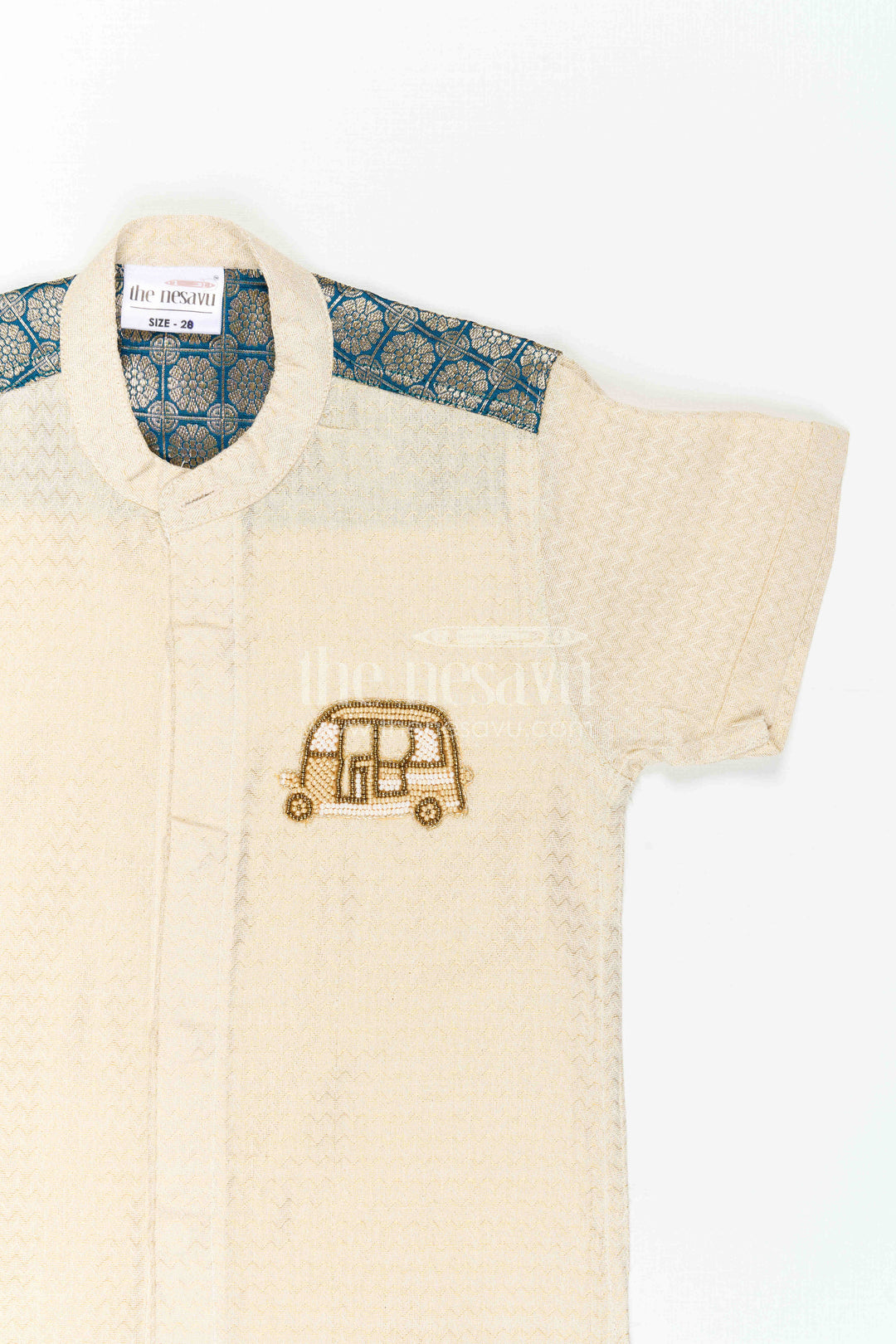 The Nesavu Boys Cotton Shirt Boys Party Shirt for Birthday and Outings Nesavu Nesavu Boys Party Shirt For Birthday And Outings With Textured Cotton And Fun Applique Detail